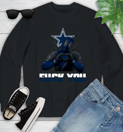 NHL Dallas Cowboys Deadpool Love You Fuck You Football Sports Youth Sweatshirt