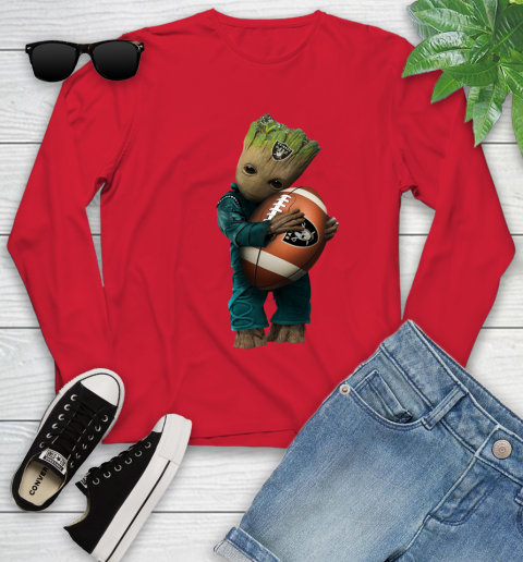 NFL Groot Guardians Of The Galaxy Football Sports Oakland Raiders Youth Long Sleeve 11