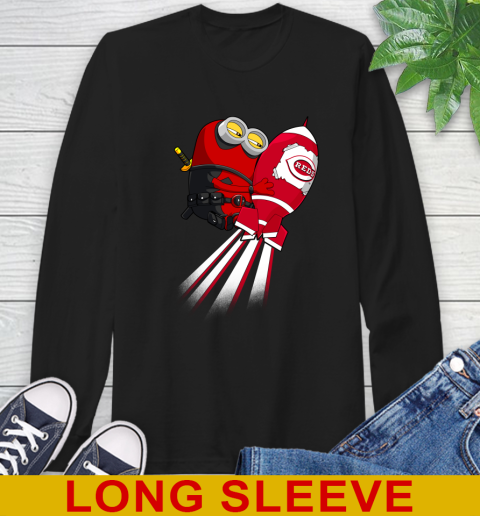 MLB Baseball Cincinnatim Reds Deadpool Minion Marvel Shirt Long Sleeve T-Shirt
