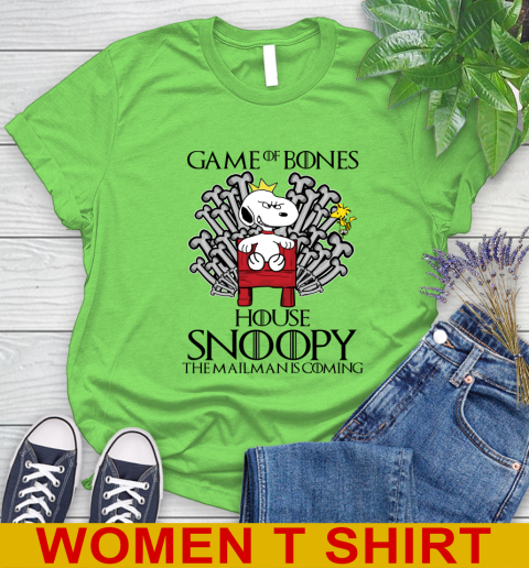 Game of bones house snoopy the mailman is coming tshirt 80