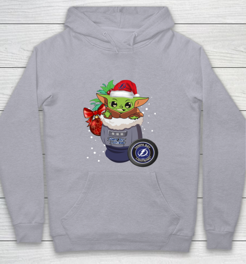 Tampa Bay Lightning Christmas Baby Yoda Star Wars Funny Happy NHL Youth Hoodie 5