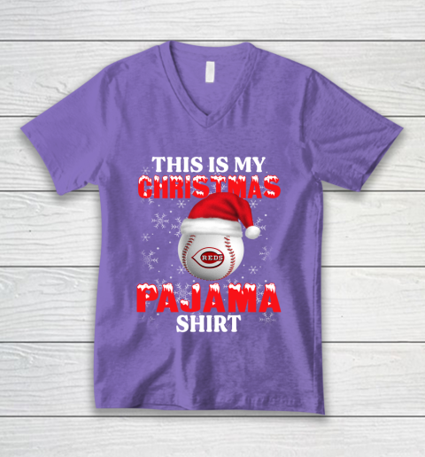 Cincinnati Reds This Is My Christmas Pajama Shirt MLB V-Neck T-Shirt 8