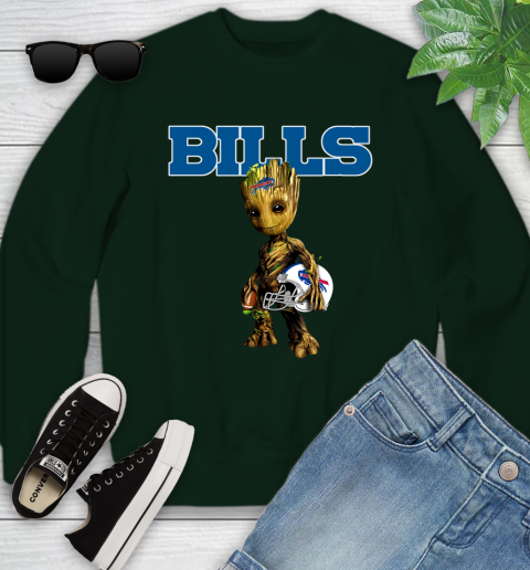 Buffalo Bills NFL Football Groot Marvel Guardians Of The Galaxy Youth Sweatshirt 10
