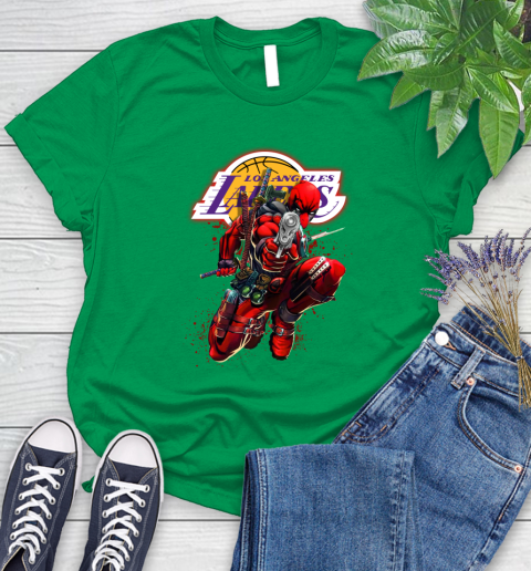 NBA Deadpool Marvel Comics Sports Basketball Los Angeles Lakers Women's T-Shirt 6