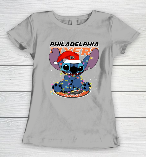 Philadelphia Flyers NHL Hockey noel stitch Christmas Women's T-Shirt 8