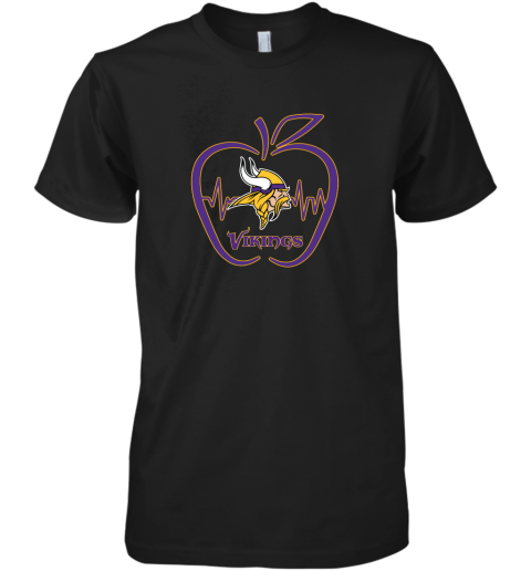 Apple Heartbeat Teacher Symbol Minnesota Vikings Premium Men's T-Shirt