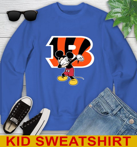 Cincinnati Bengals NFL Football Dabbing Mickey Disney Sports Youth Sweatshirt 7