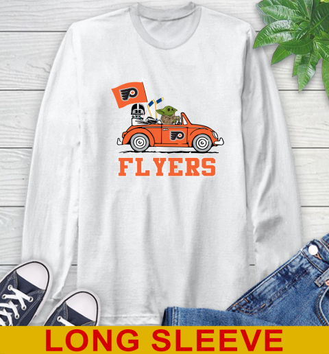 NHL Hockey Philadelphia Flyers Darth Vader Baby Yoda Driving Star Wars Shirt Long Sleeve T-Shirt