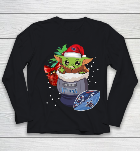 Tennessee Titans Christmas Baby Yoda Star Wars Funny Happy NFL Youth Long Sleeve