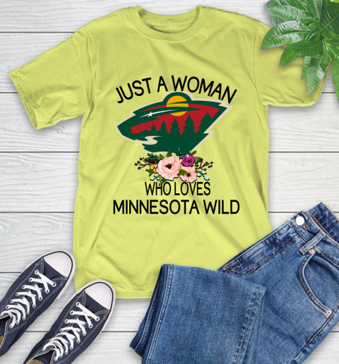 NHL Just A Woman Who Loves Minnesota Wild Hockey Sports T-Shirt 8