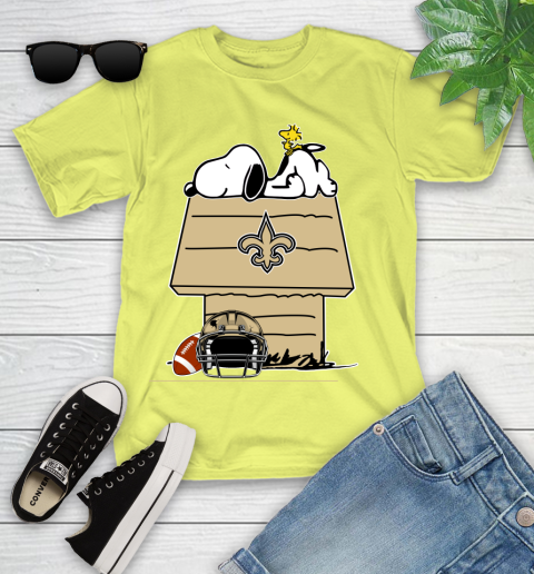New Orleans Saints NFL Football Snoopy Woodstock The Peanuts Movie Youth T-Shirt 8