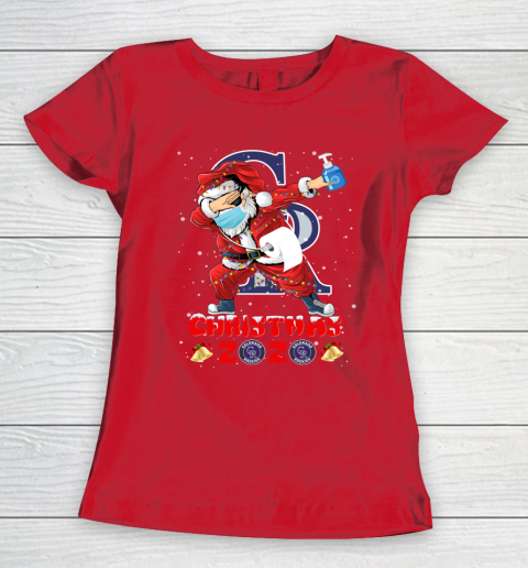 Colorado Rockies Funny Santa Claus Dabbing Christmas 2020 MLB Women's T-Shirt 9