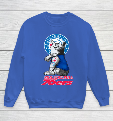 NBA Basketball My Cat Loves Philadelphia 76ers Youth Sweatshirt 6