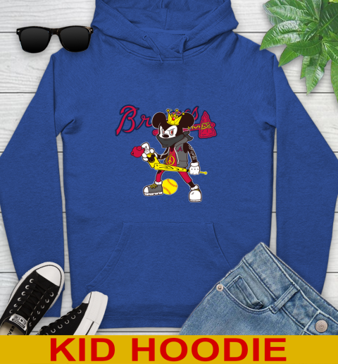 Atlanta Braves MLB Baseball Mickey Peace Sign Sports Youth Hoodie 10