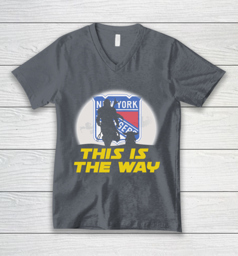 New York Rangers NHL Ice Hockey Star Wars Yoda And Mandalorian This Is The Way V-Neck T-Shirt 4