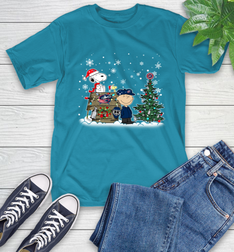 NHL Columbus Blue Jackets Snoopy Charlie Brown Woodstock Christmas Stanley Cup Hockey T-Shirt 9