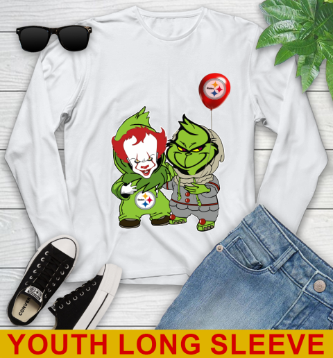 Pittsburgh Steelers Baby Pennywise Grinch Christmas NFL Football Youth Long Sleeve