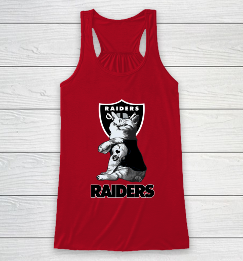 NFL Football My Cat Loves Oakland Raiders Racerback Tank - Image 5