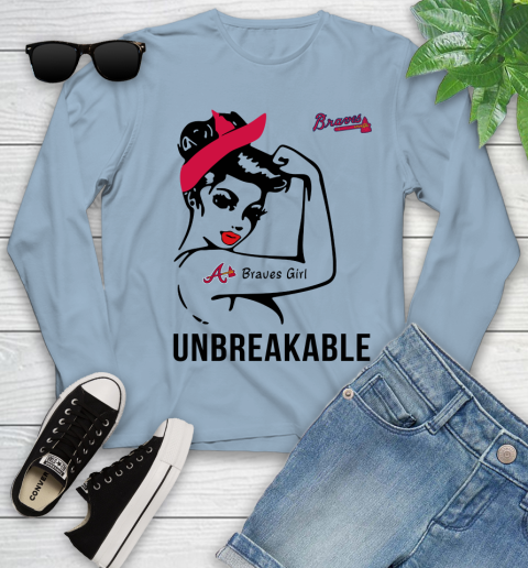 MLB Atlanta Braves Girl Unbreakable Baseball Sports Youth Long Sleeve 6