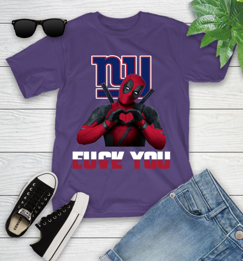 NHL New York Giants Deadpool Love You Fuck You Football Sports Youth T-Shirt 3