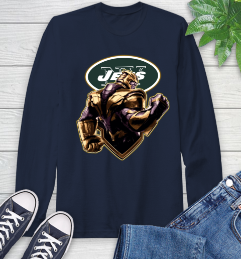 NFL Thanos Avengers Endgame Football Sports New York Jets Long Sleeve T-Shirt 4