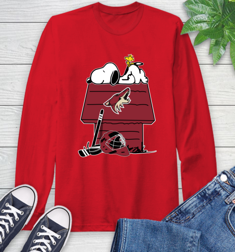 Arizona Coyotes NHL Hockey Snoopy Woodstock The Peanuts Movie Long Sleeve T-Shirt 10