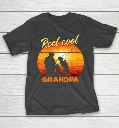 GrandFather gift shirt Vintage Fishing Reel Cool Grandpa Gift Fathers Mothers T Shirt T-Shirt 1