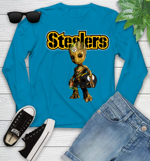 Pittsburgh Steelers NFL Football Groot Marvel Guardians Of The Galaxy Youth Long Sleeve 7