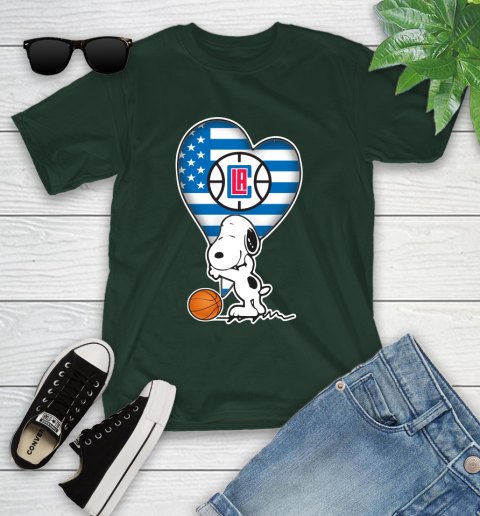 LA Clippers NBA Basketball The Peanuts Movie Adorable Snoopy Youth T-Shirt 5