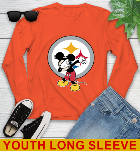 Pittsburgh Steelers NFL Football Dabbing Mickey Disney Sports Youth Long Sleeve 4