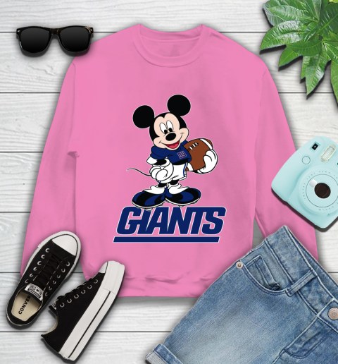 NFL Football New York Giants Cheerful Mickey Mouse Shirt Youth Sweatshirt - Image 7