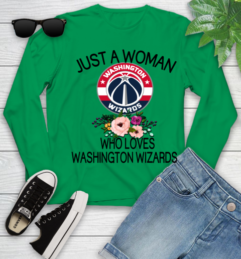 NBA Just A Woman Who Loves Washington Wizards Basketball Sports Youth Long Sleeve 4