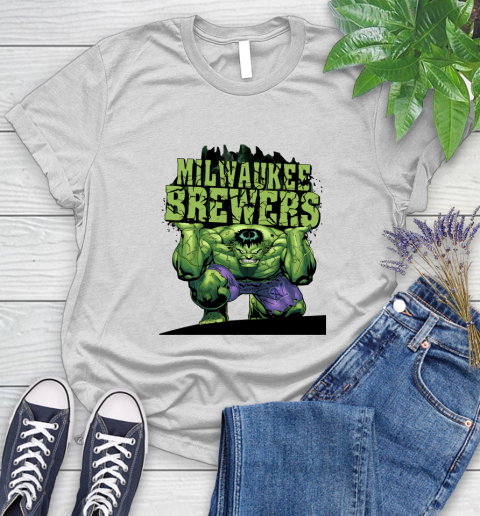 Milwaukee Brewers MLB Baseball Incredible Hulk Marvel Avengers Sports Women's T-Shirt