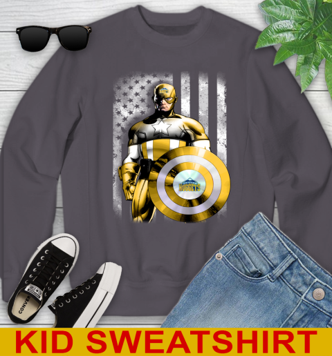Denver Nuggets NBA Basketball Captain America Marvel Avengers American Flag Shirt Youth Sweatshirt 5
