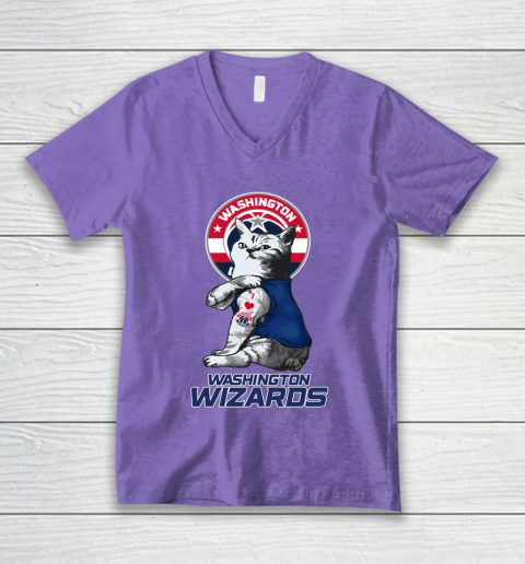 NBA Basketball My Cat Loves Washington Wizards V-Neck T-Shirt 8