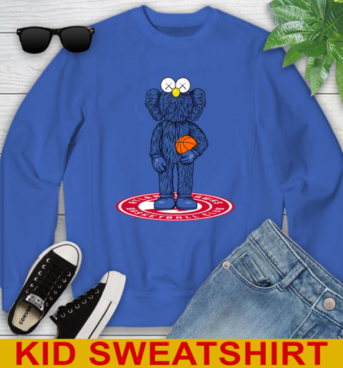 NBA Basketball Atlanta Hawks Kaws Bff Blue Figure Shirt Youth Sweatshirt 7