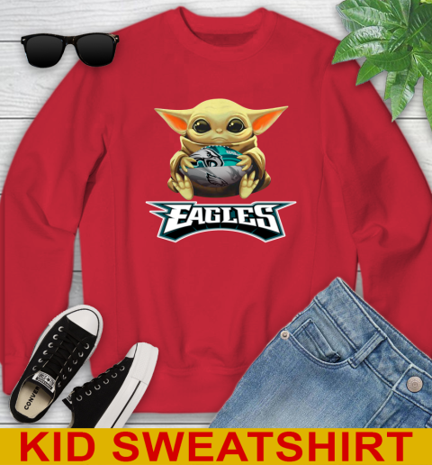 NFL Football Philadelphia Eagles Baby Yoda Star Wars Shirt Youth Sweatshirt 8