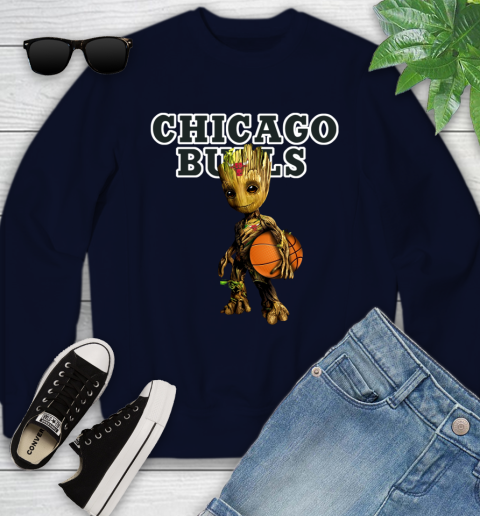 Chicago Bulls NBA Basketball Groot Marvel Guardians Of The Galaxy Youth Sweatshirt 3