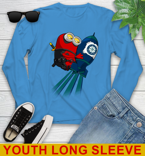 MLB Baseball Seattle Mariners Deadpool Minion Marvel Shirt Youth Long Sleeve 8