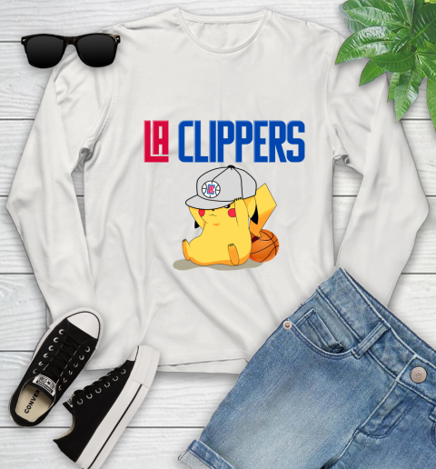 NBA Pikachu Basketball Sports Los Angeles Clippers Youth Long Sleeve 12