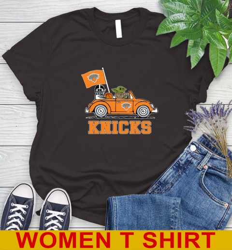 NBA Basketball New York Knicks Darth Vader Baby Yoda Driving Star Wars Shirt Women's T-Shirt 8