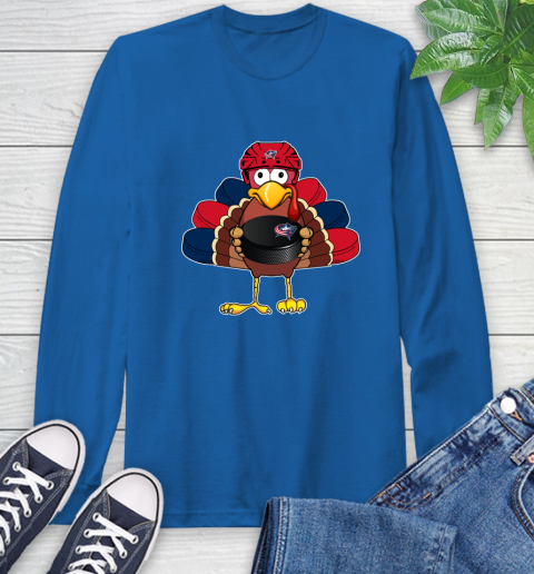 Columbus Blue Jackets Turkey Thanksgiving Day Long Sleeve T-Shirt 9