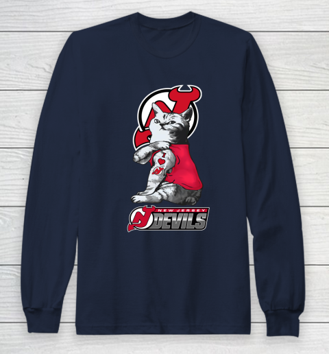 NHL My Cat Loves New Jersey Devils Hockey Long Sleeve T-Shirt 2