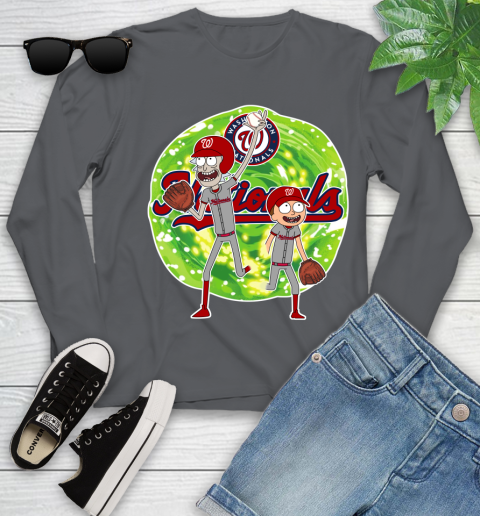 MLB Washington Nationals Rick And Morty Baseball Sports Youth Long Sleeve 8