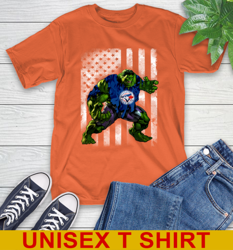 Toronto Blue Jays Hulk Marvel Avengers MLB Baseball American Flag T-Shirt 4
