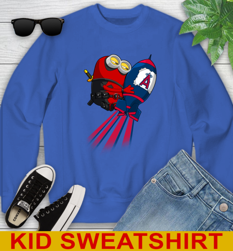 MLB Baseball Los Angeles Angels Deadpool Minion Marvel Shirt Youth Sweatshirt 6