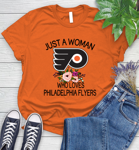 NHL Just A Woman Who Loves Philadelphia Flyers Hockey Sports Women's T-Shirt 2