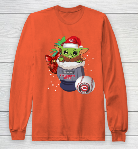 Cincinnati Reds Christmas Baby Yoda Star Wars Funny Happy MLB Long Sleeve T-Shirt 5