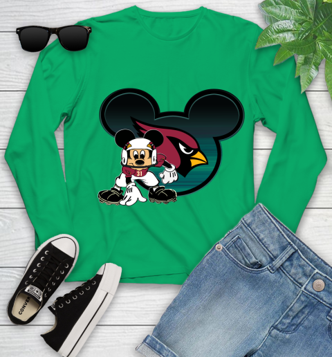 NFL Arizona Cardinals Mickey Mouse Disney Football T Shirt Youth Long Sleeve 6