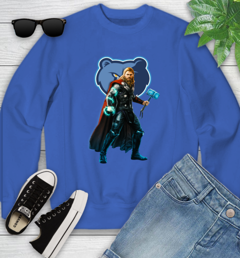 NBA Thor Avengers Endgame Basketball Memphis Grizzlies Youth Sweatshirt 8